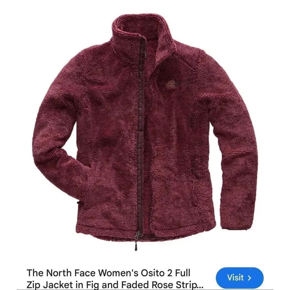 Tnf- north face ribbed brickāred fuzzy full zip up osito Jacket/coat xxl plus